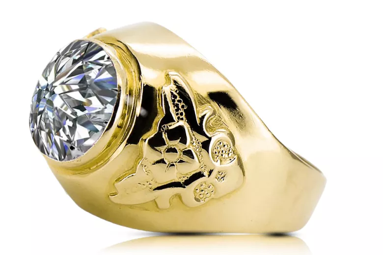 Кольцо Винтаж Циркон 14-кв Желтое золото vrc078y